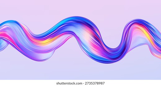 Abstract  holographic wave.Flow iridescent fluid.Dynamic spectrum ribbon.