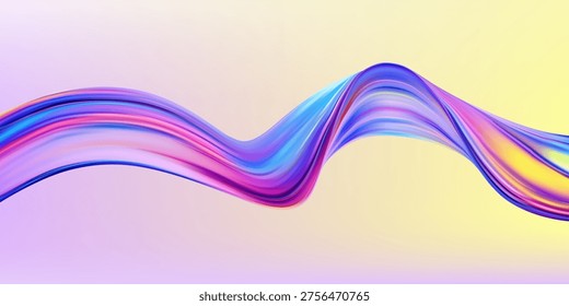 Abstract  holographic wave.Flow iridescent fluid.Dynamic spectrum ribbon.