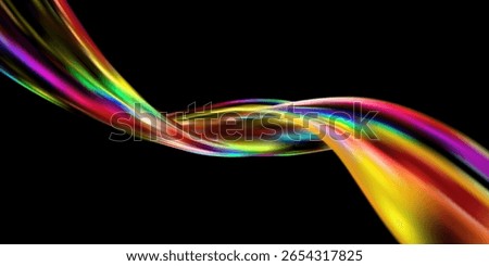 Abstract  holographic wave.Flow iridescent fluid.Dynamic spectrum ribbon.