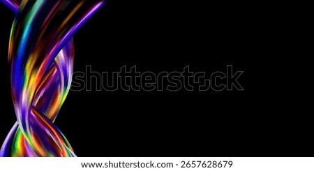 Abstract  holographic wave.Flow iridescent fluid.Dynamic spectrum ribbon.