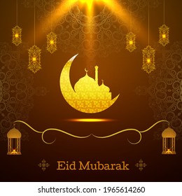 abstract holy elegant decorative background for eid mubarak vector