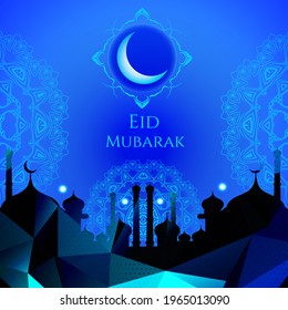 abstract holy elegant decorative mosque background for eid mubarak vector
