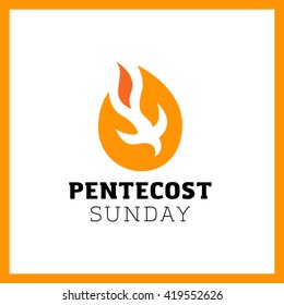 Abstract Holy Spirit Symbol - A White Dove On Flames. Pentecost Sunday Fire