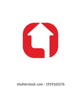 abstract home arrow up square negative space logo vector