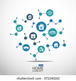 Abstract home background flat icons