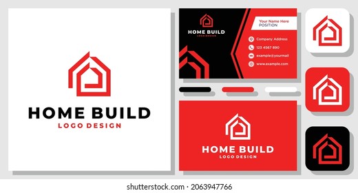 Abstract Home Build House Rent Apartment Icon Modern logo design inspiration with Layout Template Business Card