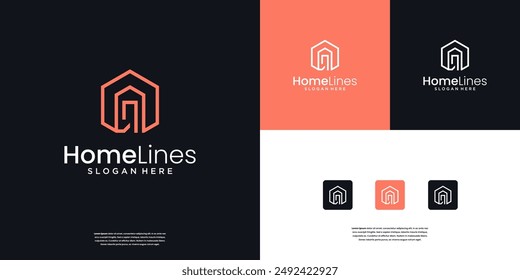 Abstract Home building, real estate agency business logo design template