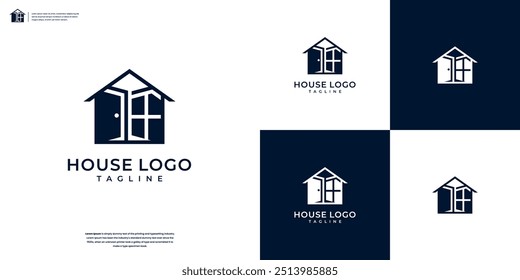 Abstract Home building structure real estate, architecture, construction logo design inspiration.