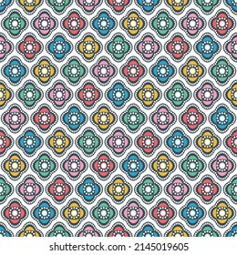 Abstract home decorative geometric pattern. Seamless colorful geometric square on white background.
