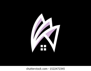 Abstract Home Design Featuring Stylized Roof and Window Accents for Contemporary Real Estate Branding