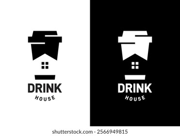 abstract home with drink cup logo design vector concept