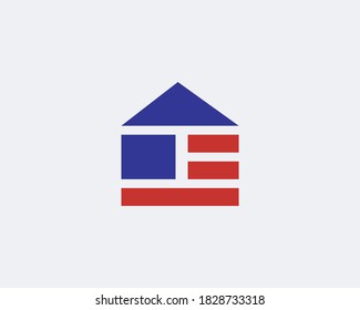 833 American flag house building logo Images, Stock Photos & Vectors ...