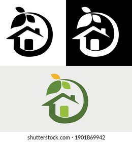 Abstract Home House Eco Leaf Logo