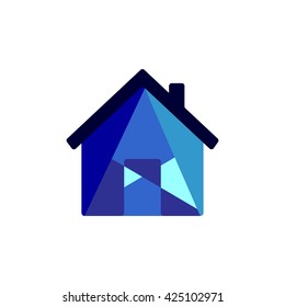 Abstract home icon, flat logo design, vector illustration