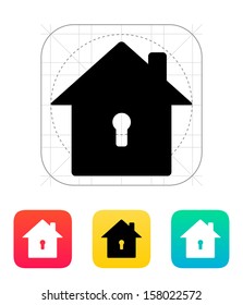 Abstract home with keyhole icon. Vector illustration.