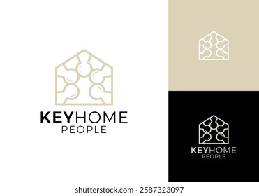 abstract home with keyhole logo design vector graphic