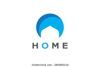 Resumen del logotipo del hogar. Concepto creativo símbolo azul del hogar aislado en fondo blanco. Usable para empresas, edificios de logotipos y otros. Elemento de plantilla de diseño de logotipo de vectores planos.