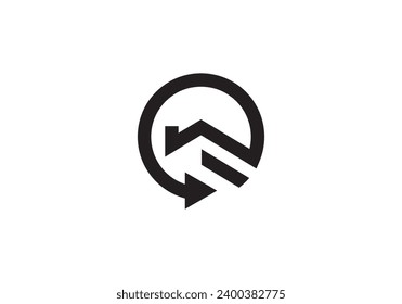 abstract home logo design, smart house line art icon concept