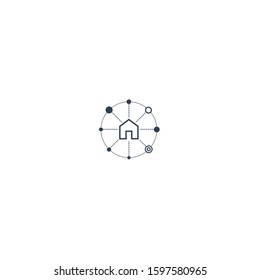 Abstract home logo design template. Universal vector icon. property marketing network