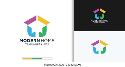 Abstrakte Home Logo Design Vorlage. Minimales Immobilien-Immobilien-Vektor-Symbol mit bunter Inspiration
