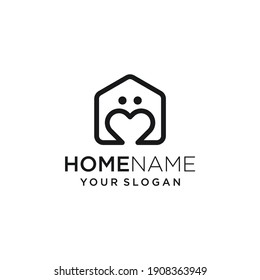 Abstract home and love logo design. Simple, minimalist, clean and modern concept.