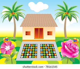 abstract home with nature background vector illustration