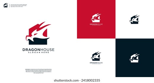 Abstract home real estate with dragon logo design template