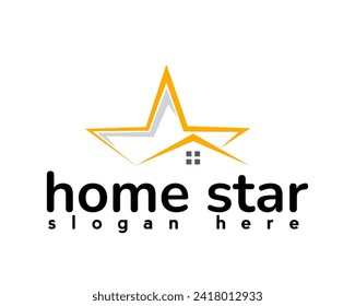 abstract home star  logo design template