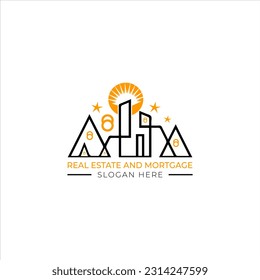 Abstract Home with Sun logo design vector template