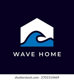 Abstract Home Wave Logo Design Vector Illustration Template.