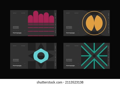 Abstract homepage background Set. Bauhaus, Modernism aesthetics. Minimal illustration brutalism inspired. Kit for web use.