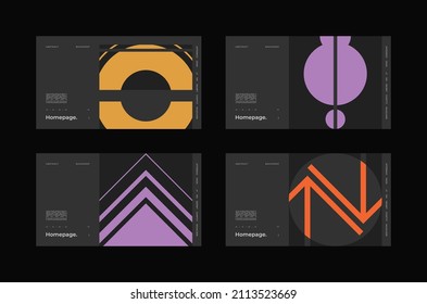 Abstract homepage background Set. Bauhaus, Modernism aesthetics. Collection of Minimal illustration brutalism inspired. Kit for web use.