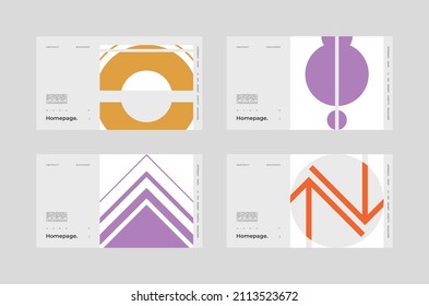 Conjunto de fondo de la página de inicio abstracta. Bauhaus, estética modernista. Colección de ilustración mínima de brutalismo inspirada. Kit para uso web.