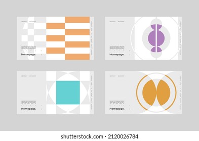 Abstract homepage background Set. Bauhaus, Modernism aesthetics. Collection of Minimal illustration brutalism inspired. Kit for web use.