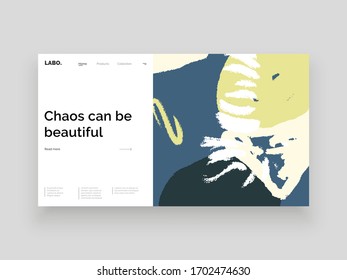 Abstract homepage design. Colorful lines, spots and dots. Decorative backdrop illustration. Hand drawn texture, decor elements and shapes. Eps10 vector.