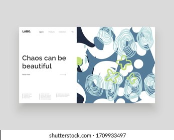 Abstract homepage design. Colorful lines, spots and dots. Decorative backdrop. Hand drawn texture, decor elements and shapes. Eps10 vector illustration.