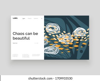 Abstract homepage design. Colorful lines, spots and dots. Decorative backdrop. Hand drawn texture, decor elements and shapes. Eps10 vector illustration.