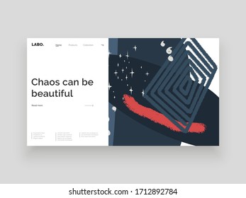 Abstract homepage design. Colorful lines, spots and dots. Decorative backdrop. Hand drawn texture, decor elements and shapes. Eps10 vector illustration.
