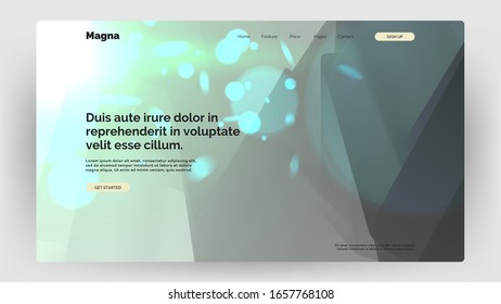 Abstract homepage design. Dynamic composition with trendy liquid fluid 3d shapes. Monochrome, black and white flow shapes and bright light, glare, bokeh, sparks. Eps10 vector illustration.