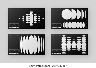 Abstract Homepage Design kit. Modern web page collection. Refraction and Distortion Glass Effect. Minimal vector illustration.