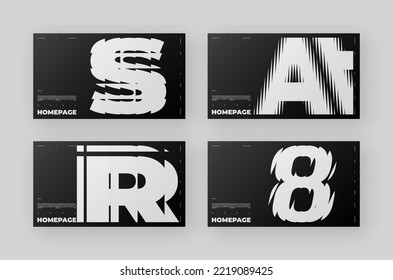 Abstract Homepage Design kit. Modern web page collection. Refraction and Distortion Glass Effect. Minimal vector illustration.