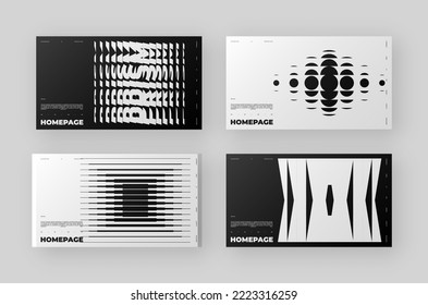 Abstract Homepage Design kit. Modern web page collection. Refraction and Distortion Glass Effect. Minimal vector illustration.