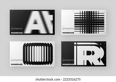 Abstract Homepage Design kit. Modern web page collection. Refraction and Distortion Glass Effect. Minimal vector illustration.