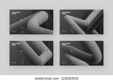 Abstract Homepage Design kit. Modern web page collection. Minimal vector illustration. Type and 3D shapes.