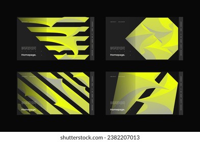 Abstract Homepage Design kit. Modern web page collection. Abstract web page, homepage, landing page concept. Strict and discreet background. Type and polyhedral simple 3D shapes.