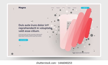 Abstract homepage design. Modern landing page template. Colorful shape soar in space. Modern red gradient, liquid form. Eps10 vector. 