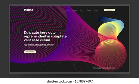 Abstract homepage design. Modern web page template, concept. Colorful circles, ellipses and constellations. Colors name: spanish crimson, indigo, lazer lemon, cyan, eerie black. Eps10 vector. 