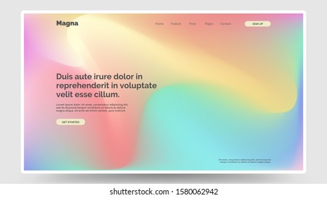 Abstract homepage design. Modern web page template, concept. Vibrant gradient, iridescent foil. Eps10 vector. 