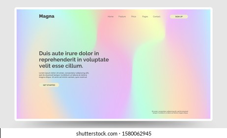 Abstract homepage design. Modern web page template, concept. Vibrant gradient, iridescent foil. Eps10 vector. 