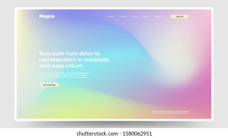 Abstract homepage design. Modern web page template, concept. Vibrant gradient, iridescent foil. Eps10 vector. 